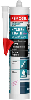 Герметик силиконовый нейтральный Penosil Kitchen&Bath Fresh силикон для кухни и ванной 280 мл Белый (H4156)