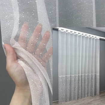 Тюль VR-Textil 1672т Жаккард Белый с серым 300х270 см (42-0686)
