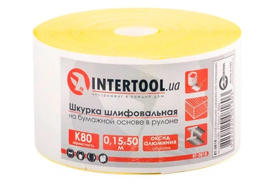 Шліфувальна шкурка Intertool 115 мм x 50 м x P80 папір (BT-0818)
