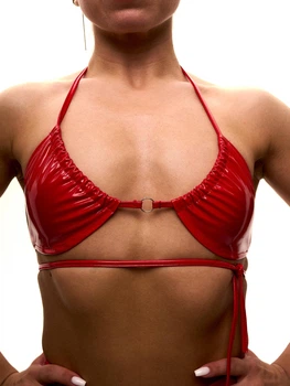 Топ Peach Power из латекса для танцев треугольник ONE SIZE красный