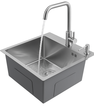 Кухонна мийка AQUAMARIN VLS50 DurAlum (Матова)+Змішувач+Дозатор+Сифон+Кошик для посуду
