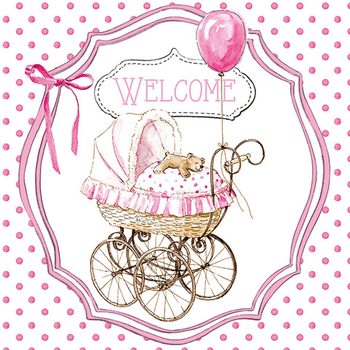 Комплект 12 шт. Декупажні серветки "Welcome pink", 33*33 см, 18,5 г/м2, 20 шт, Ambiente 13312980 8712159152166