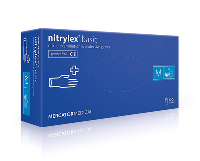 Рукавички нітрилові Mercator Medical Nitrylex Basic 50 пар М сині