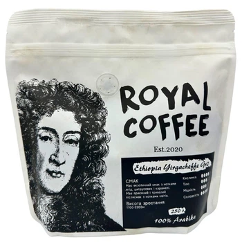 Кофе зерновой Royal Coffee Ефіопія Йоргачеф Ethiopia Yirgacheffe G2 250 г