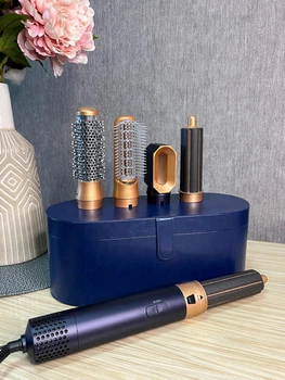 Стайлер 5в1 HAIR BRUSH Styler + Коробка Чохол з функціями надання об'єму, випрямлення, укладання темно-синій
