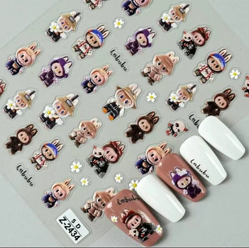 3D-наліпки на нігті Лабубу для створення nail-art