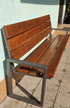 Садова лавка зі спинкою з сосни 150×50×85 см