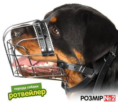 Намордник для собак металлический хромированный «Ротвейлер» №2 (12см * 44,5см * 57/70см)