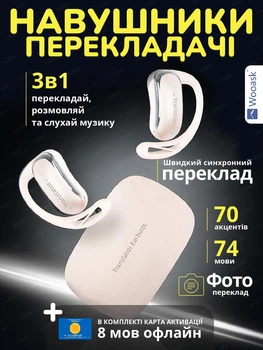 Навушники із синхронним перекладом голосу Wooask F56 електронний перекладач із пакетом offline Crema