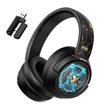 Игровые беспроводные наушники Onikuma GT802I с подсветкой, микрофоном, Hi-Fi, Bluetooth + 2.4G, для ПК, PS4, PS5, телефона Black