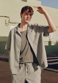 Чоловіча лляна сорочка Regular fit H&M (58401) XL Зелена