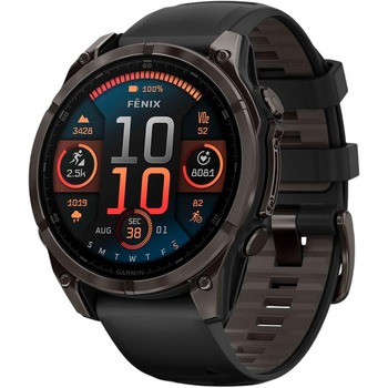 Смарт-годинник Garmin Fenix 8 47mm AMOLED Sapphire Carbon Gray DLC Titanium w. Black/Pebble Gray S. Band (010-02904-20/21)