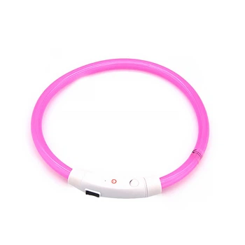 Світлодіодний LED нашийник Lesko L-18 Pink M USB водовідштовхувальний, що світиться, для собак і котів