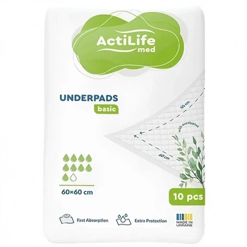 Пеленки для младенцев ActiLife Med Basic 60 х 60, 10 шт (4820174981419)