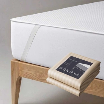 Набор U-tek Наматрасник Cotton Premium Health Care Непромокаемый с резинками по углам 80x200 см + Простынь натяжная Сатин Boston Ivory Beige Stripe 80х200 см (COTPRE80200 + BEISF82)