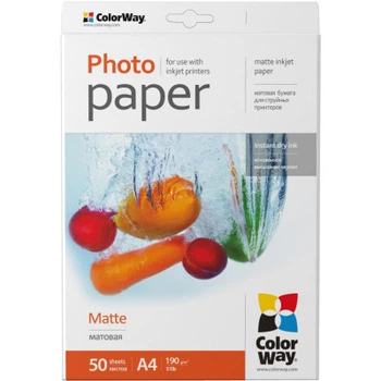 Фотопапір ColorWay A4 190г Matte 50ст.