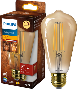 Світлодіодна лампа Philips LED Vintage 50W ST64 E27 922 GOLD D Flame (929003061668)