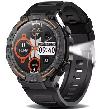 Смарт часы Мужские Сенсорный цветной HD Экран Классические Круглые LAXASFIT HW50 Bluetooth 5.3 Фонарик 2-3 дня Работы без подзарядки Мультименю Мульти спорт режим Фитнес трекер Black
