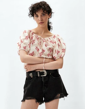 Блуза H&M Ж1116894 (1068609002) колір білий червоний (Ж1116894 - 209069)