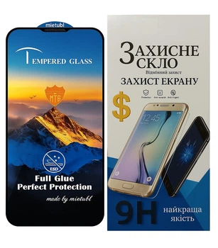 Защитное стекло Mietubl ESD Anti-Static для iPhone 13 / 13 Pro / 14 / 16e с защитой динамика, с черной рамкой