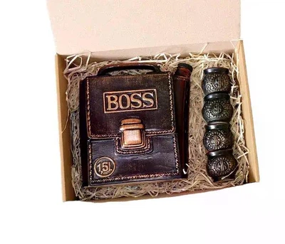 Подарунковий набір Барсетка Boss для алкоголю, подарунок для чоловіка, колеги, товарища, керівника