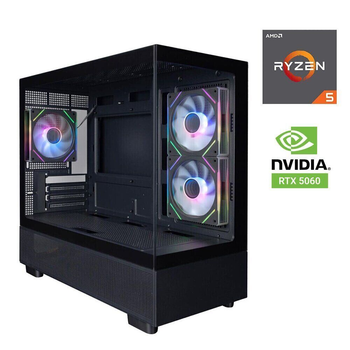 Игровой ПК 1stPlayer Mi5 A-BK-2F7R-1F7 Black Tower / AMD Ryzen 5 8400F (6 (12) ядер по 4.2 - 4.7 GHz) / 16 GB DDR5 / 1000 GB SSD M.2 / nVidia GeForce RTX 5060, 8 GB GDDR7, 128-bit / 500W б/у