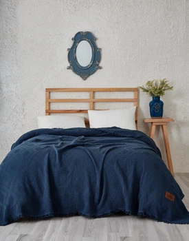 Покрывало-плед TÜRComFor Евро 240х260 см Муслин dark blue (TC303375991)