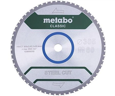 Пиляльний диск МЕТАБО 305x25.4 Z60 FZFA/FZFA 4° «steel cut — classic» 628668000