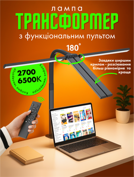 Настольная лампа для компьютера монитора офисная трансформер светодиодная led десктоп лампа скринбар для рабочего стола с пультом ДУ регулировкой температуры света и яркости (2LED-24W)