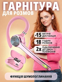 Бездротова bluetooth гарнітура G7 з функцією шумоподавлення та зарядним кейсом Pink