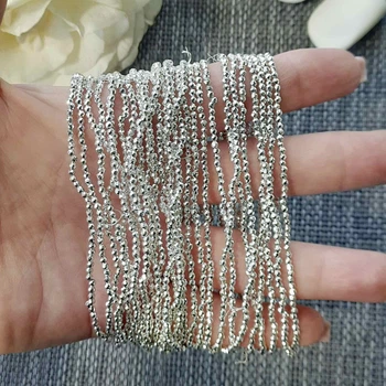 Бусины акриловые, 2 мм., гальваническое покрытие, цвет - серебро, 40 см.