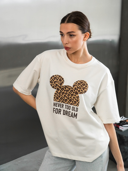 Футболка женская хлопковая белая оверсайз с принтом Mickey базовые футболки женские трикотажные teamv M