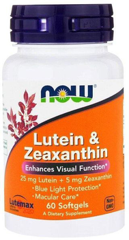 Suplement diety Now Foods Luteina 25 mg i Zeaksantyna 5 mg 60 kapsułek (733739030641)