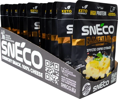 Упаковка сиру snEco Емменталь Хрусткий сушений 28 г х 15 шт (0.42 кг) (4823095817447)