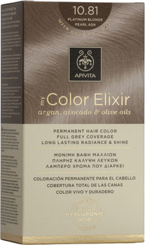 Farba do włosów Apivita My Color Elixir 10.81 Platinum Blonde Pearl Ash 50 ml + Utleniacz 75 ml + Odżywka 2x15 ml + Jednorazowe rękawiczki + Instrukcja (5201279077099)