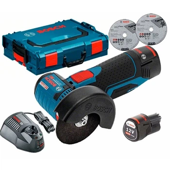 Аккумуляторная угловая шлифмашина Bosch GWS 12V-76 (10.8 В, 76 мм, 2х3 А*ч) болгарка шлифмашинка УШМ с АКБ и ЗУ(26222)
