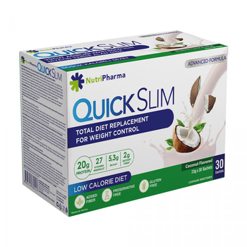 Протеиновый коктейль для похудения Quick Slim "Спелый кокос", 30 саше по 23 г