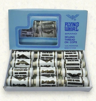 Нитки швейні Білі №40/2 Flying Wheel набір 12 штук