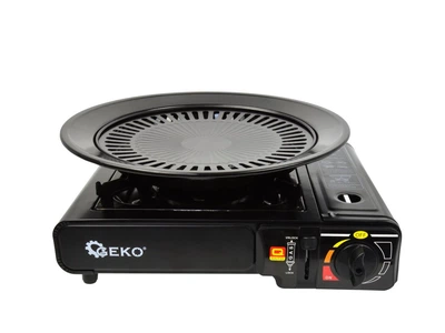 Туристическая газовая плита Geko G80521 2.5 кВт с решеткой для гриля 34.5х28х11 см на картриджах с пьезоподжигом