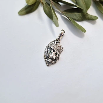 Серебряная подвеска Лев с Короной черненное серебро 925 пробы (АРТ.93689/1) 2.70г