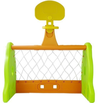 Bramka piłkarska dla dzieci LEAN Toys z piłką i koszem do koszykówki Zielono-Pomarańczowa (5903802455076)
