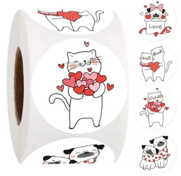 Наклейка (стикер) Котики Love, 25 мм, микс дизайнов, 10 шт