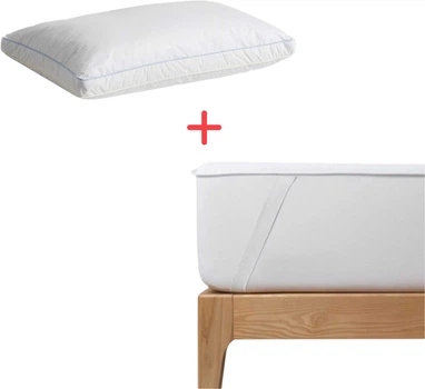 Набор U-tek Наматрасник Delight Непромокаемый с резинками по углам 80x200 см + Подушка Teak De Pierre силиконизированные шарики 50x70 см (DE80200+PTDP5070)
