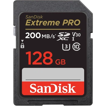 Карта памяти SanDisk 128GB SDXC C10 UHS-I U3 R200/W90MB/s Extreme Pro V30 (SDSDXXD-128G-GN4IN)