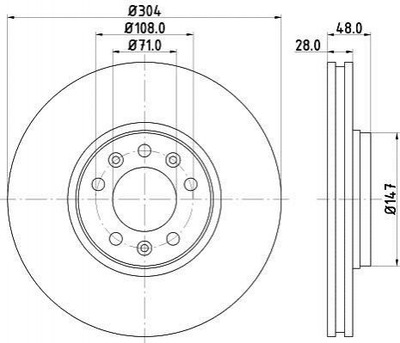 Тормозной диск HELLA 8DD355113671 Peugeot Expert, 407; Citroen C5, Jumpy; Fiat Scudo 1440027088, 424924, 424925