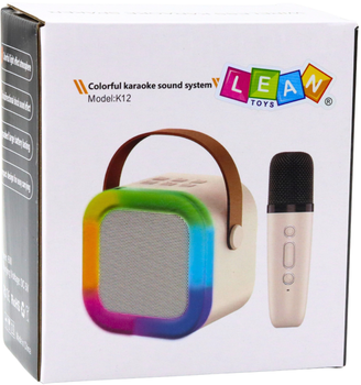 Zestaw do karaoke Lean Toys K12 z głośnikiem i mikrofonem RGB Bluetooth Niebieski 24549 (5905991056768)