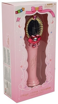 Mikrofon Lean Toys z magicznym lustrem i światłami Różowy 7815 (5903802454062)