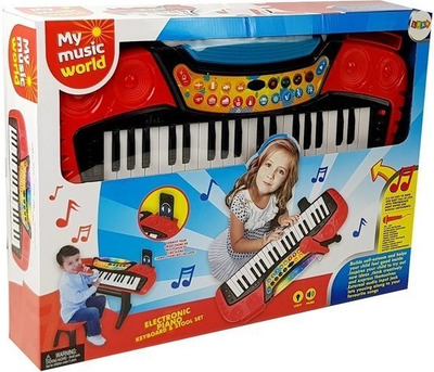 Pianino Lean Toys Keyboard ze statywem i krzesełkiem na 37 klawisz Czerwone 7834 (5903802454253)