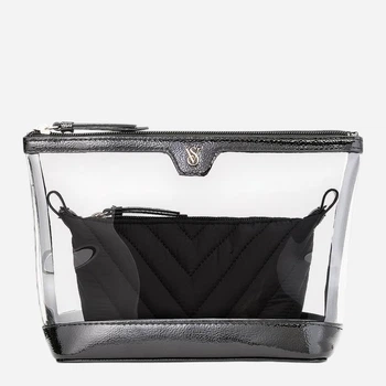 Набор косметичек женских 2 шт Victoria's Secret 2-Piece Makeup Black V-Quilt 26936231 Черный (116000420779QB4OS)