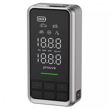 Пусковий пристрій і насос 2в1 Proove Air Jump, 10400mAh, 1000A, LED-дисплей, Type-C, USB Сірий
